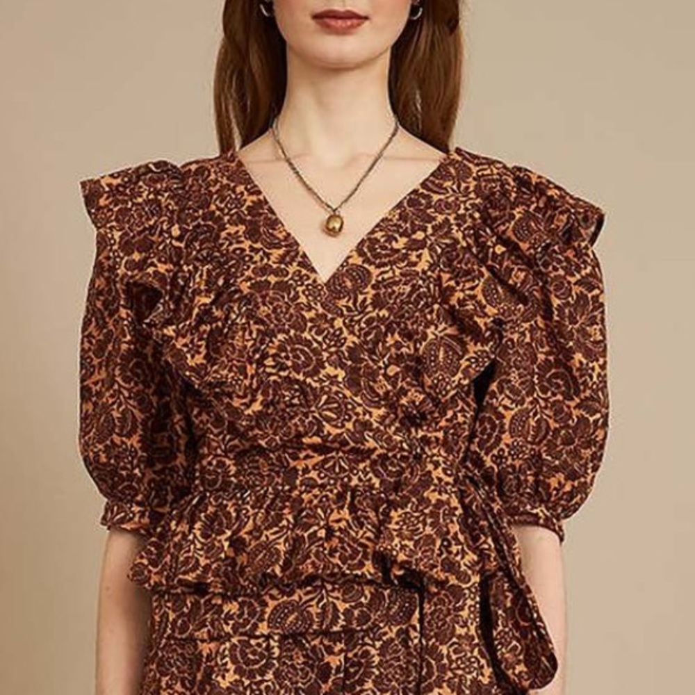 NWOT Christy Lynn Stephanie Wrap Top Sienna Linen Size Medium - Picture 15 of 16